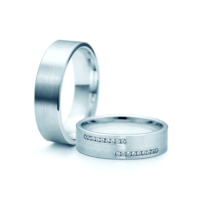 Snubní prsteny: bílé zlato, ploché, 5,3 mm