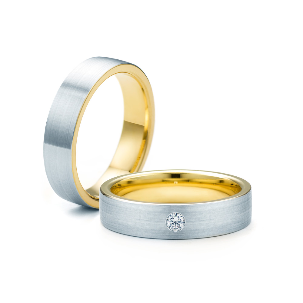 Obrączki ślubne: dwukolorowe złoto, okrągłe, 4,8 mm