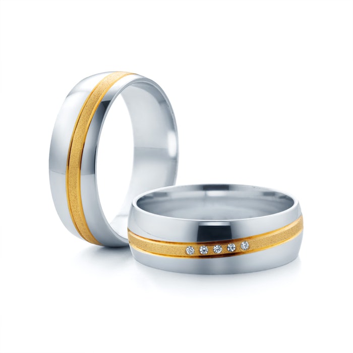 Obrączki ślubne: dwukolorowe złoto, okrągłe, 6 mm