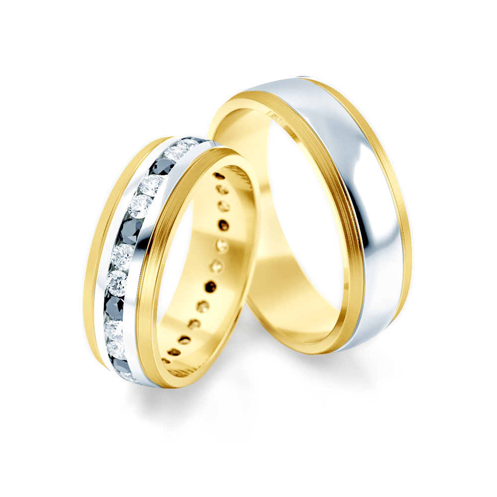 Eheringe: Zweifarbiges Gold, Halbrund, 6 mm