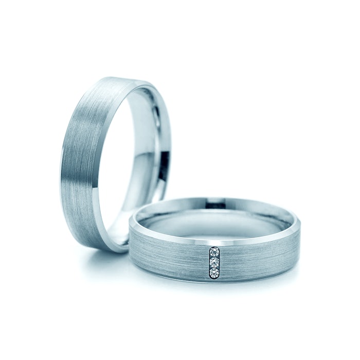 Snubní prsteny: bílé zlato, ploché, 5 mm