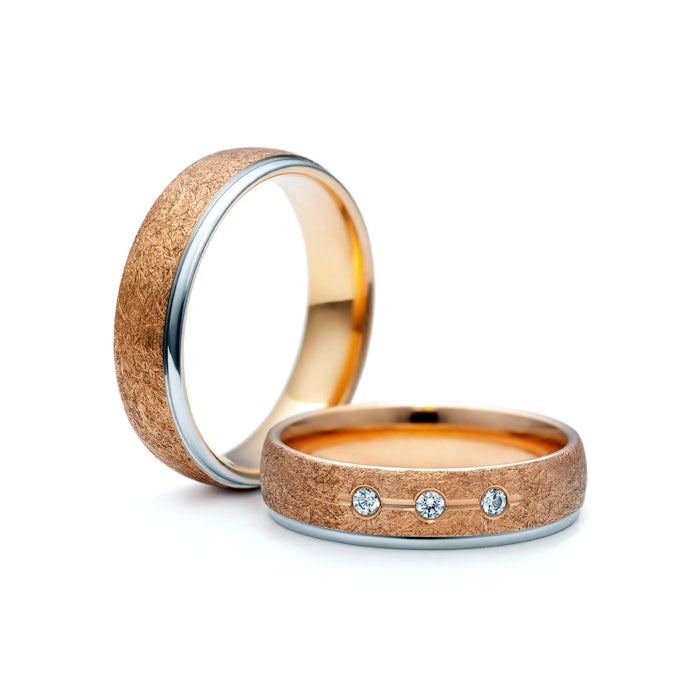 Snubní prsteny: dvoubarevné zlato, kulaté, 5 mm