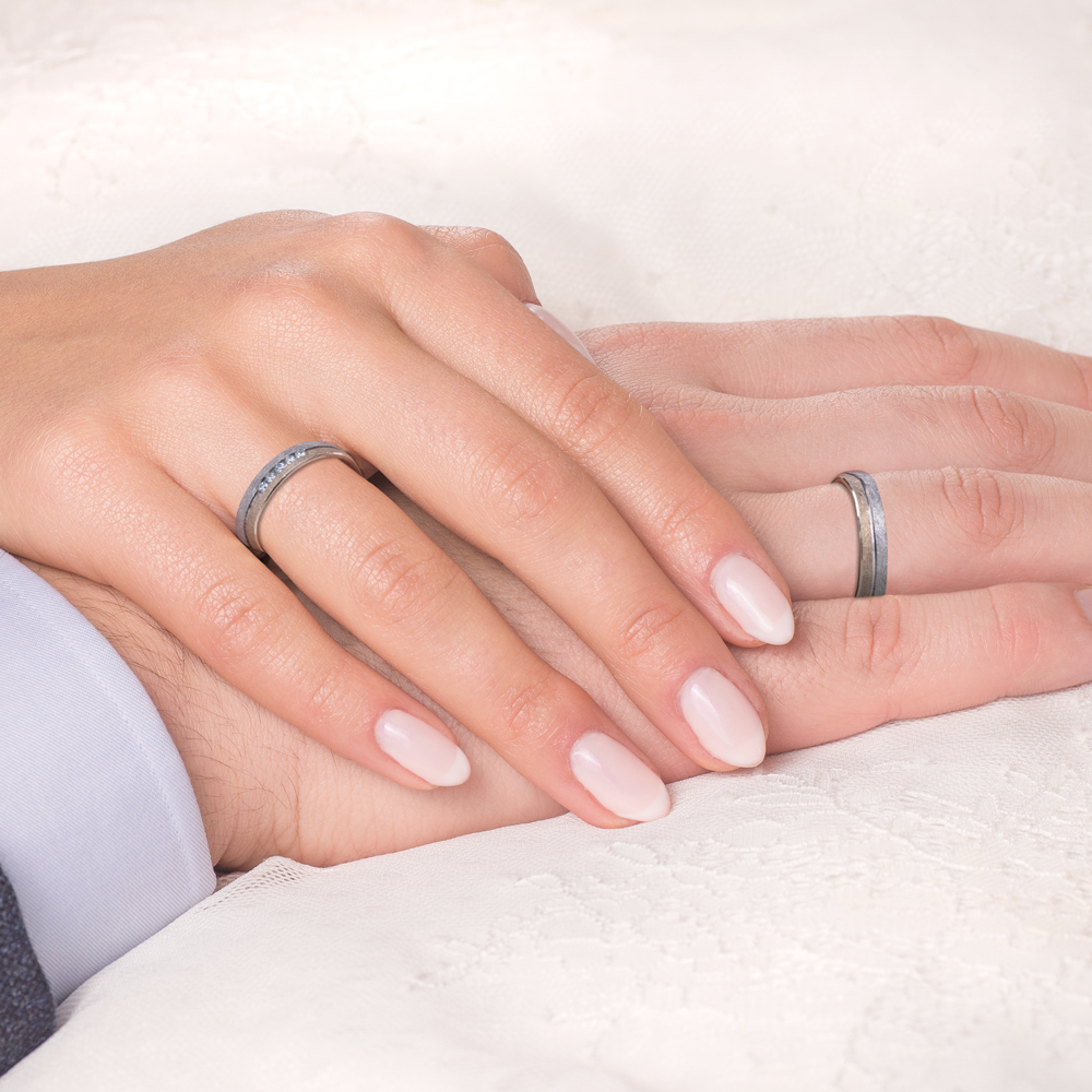 Eheringe: Zweifarbiges Gold, Flach, 4 mm