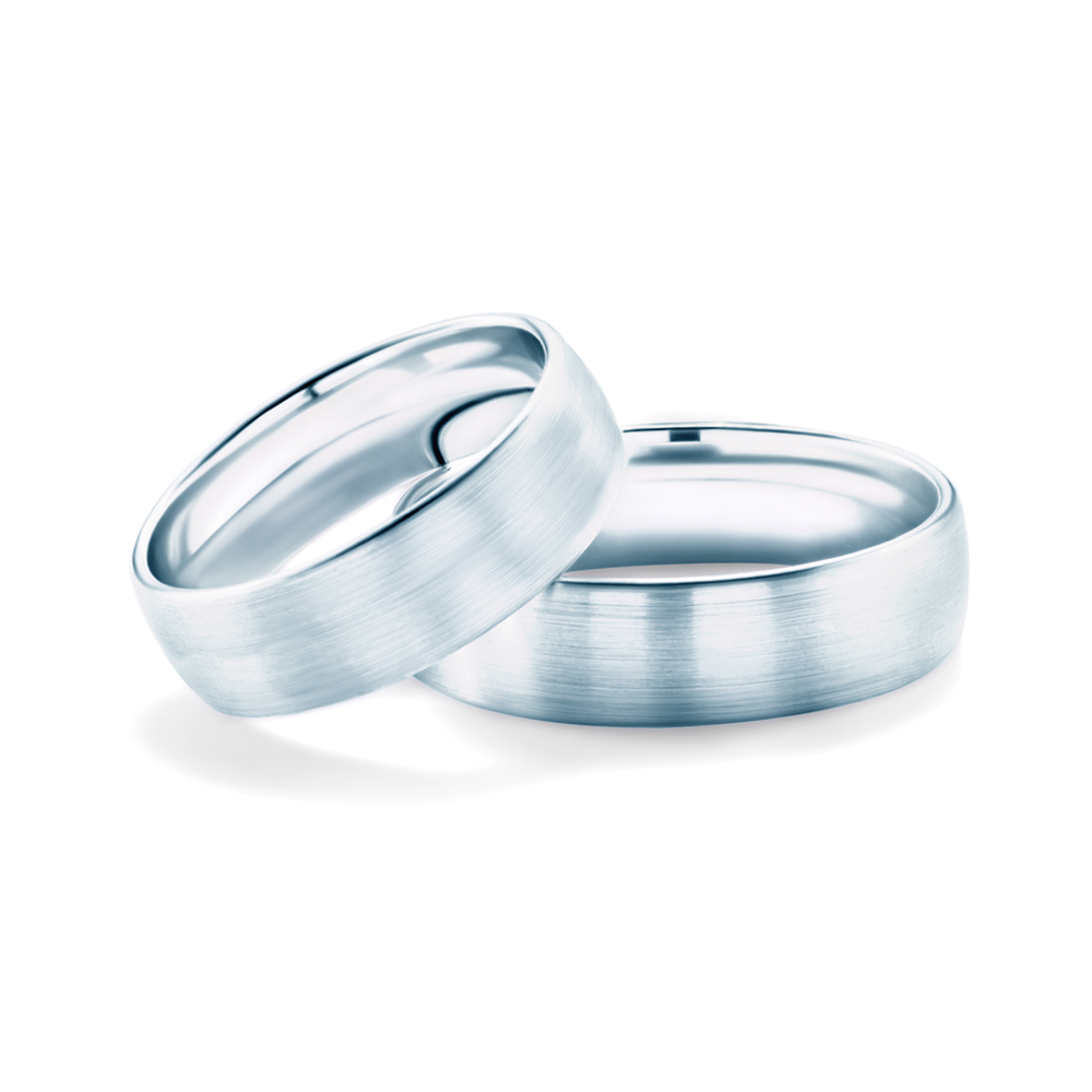 Snubní prsteny: bílé zlato, půlkulaté, 6 mm