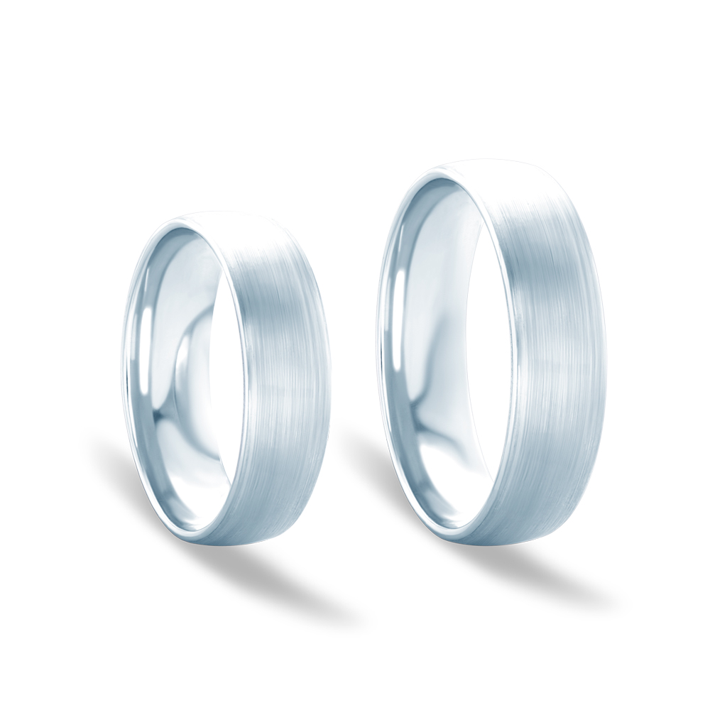 Eheringe: Weißgold, Halbrund, 6 mm