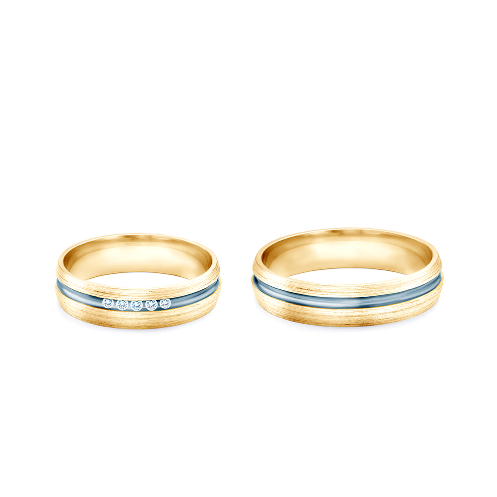 Obrączki ślubne: dwukolorowe złoto, okrągłe, 6 mm