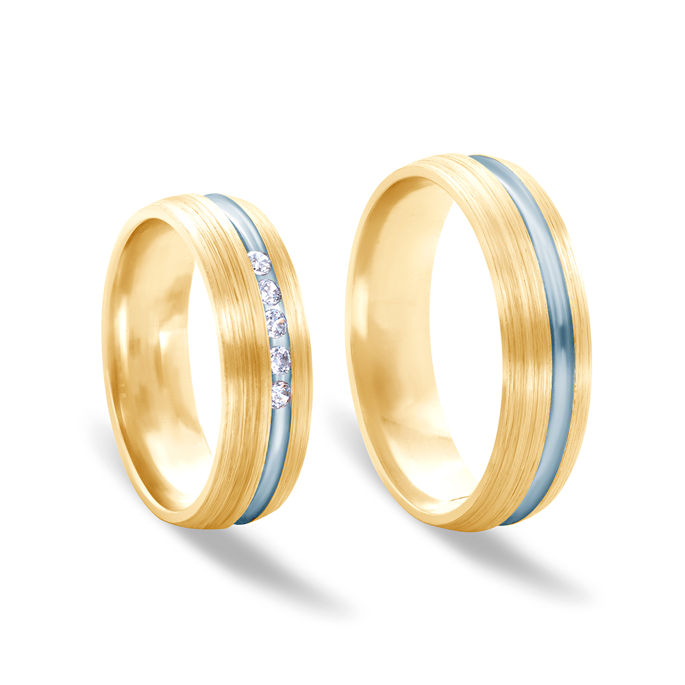 Obrączki ślubne: dwukolorowe złoto, okrągłe, 6 mm