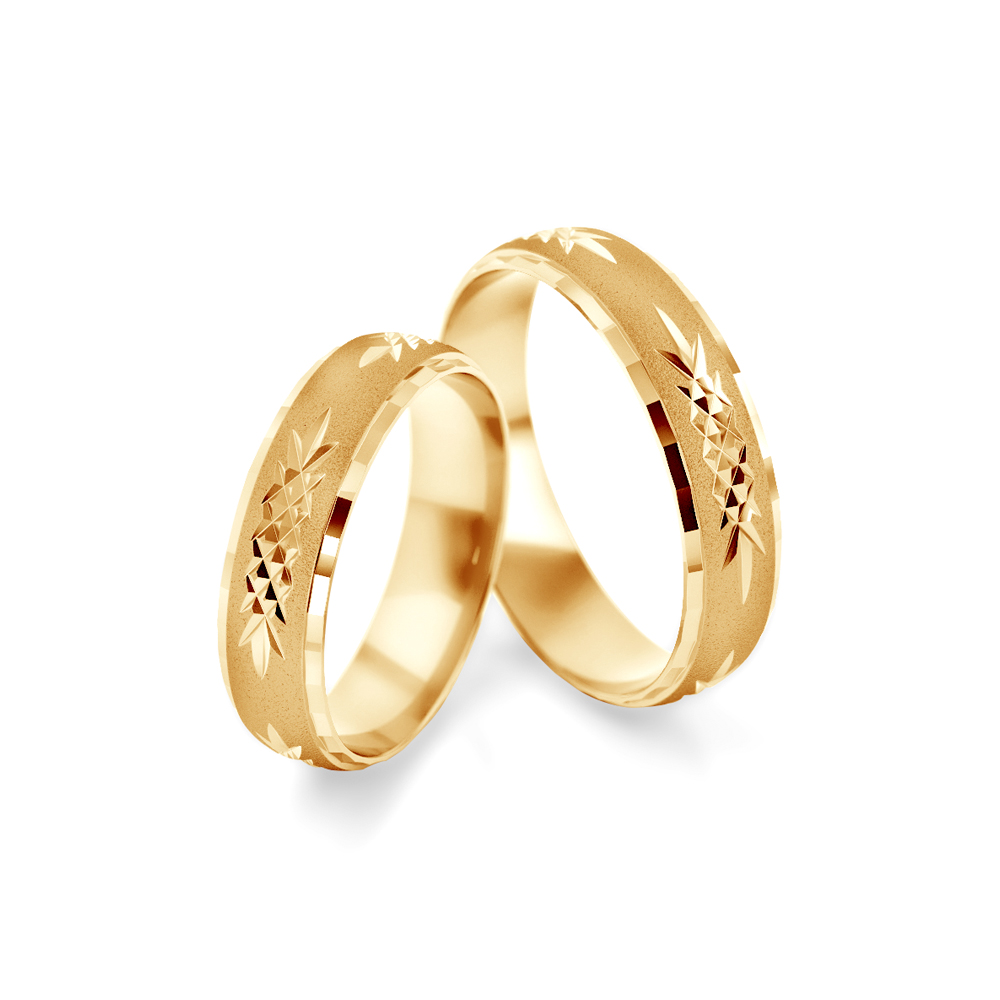 Obrączki ślubne: złote, półokrągłe, 5 mm