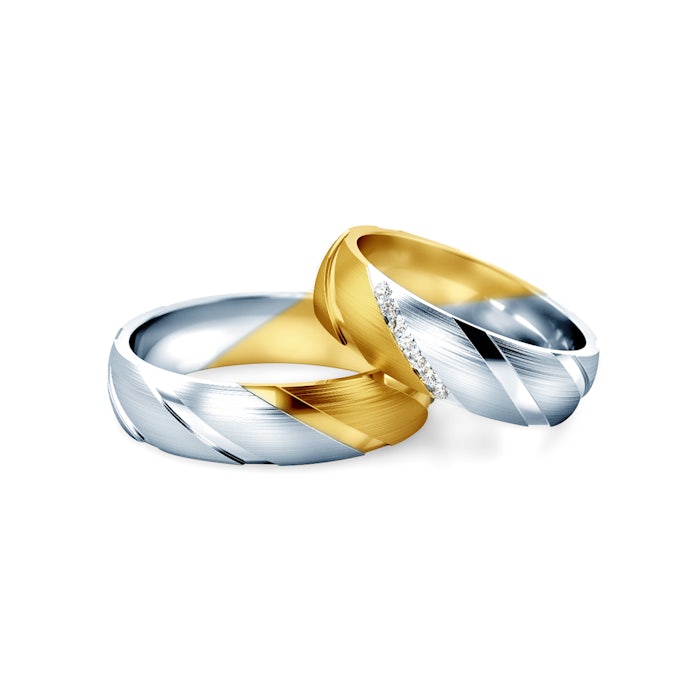 Wedding Rings: two colour gold, Court Shaped, 5,5 mm