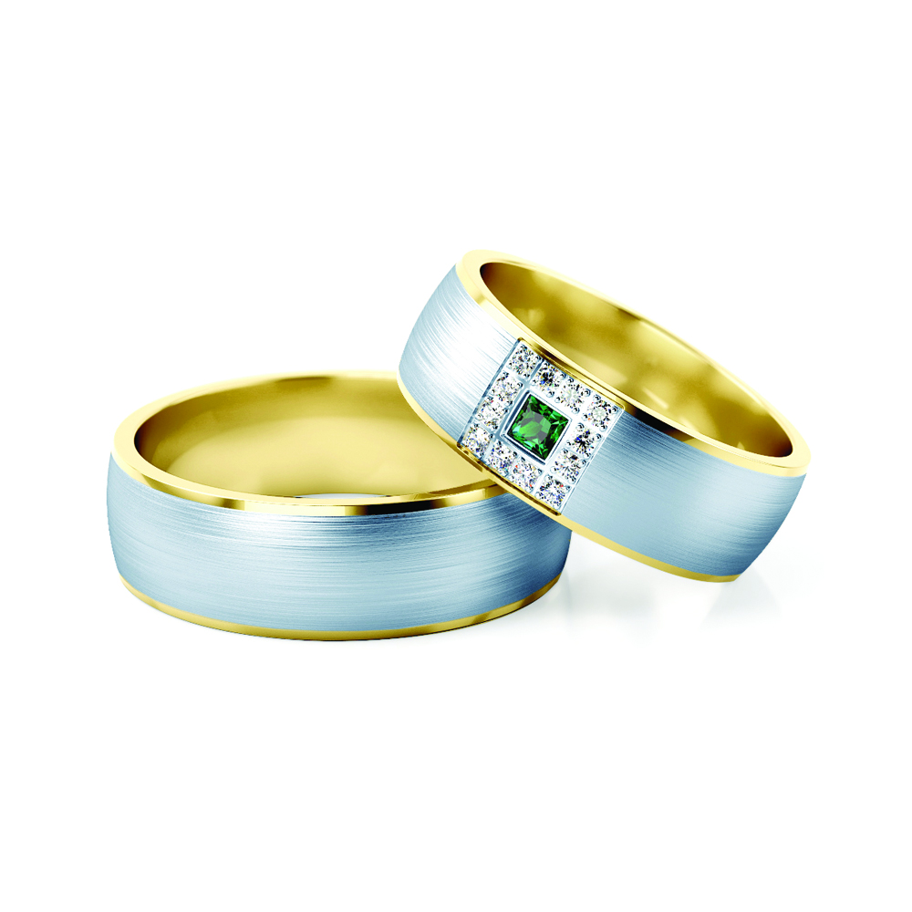 Snubní prsteny: dvoubarevné zlato, kulaté, 6,6 mm