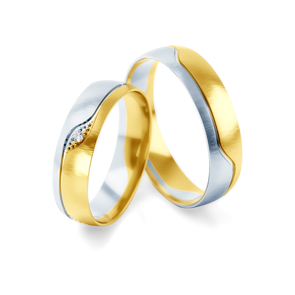 Obrączki ślubne: dwukolorowe złoto, okrągłe, 4,5 mm