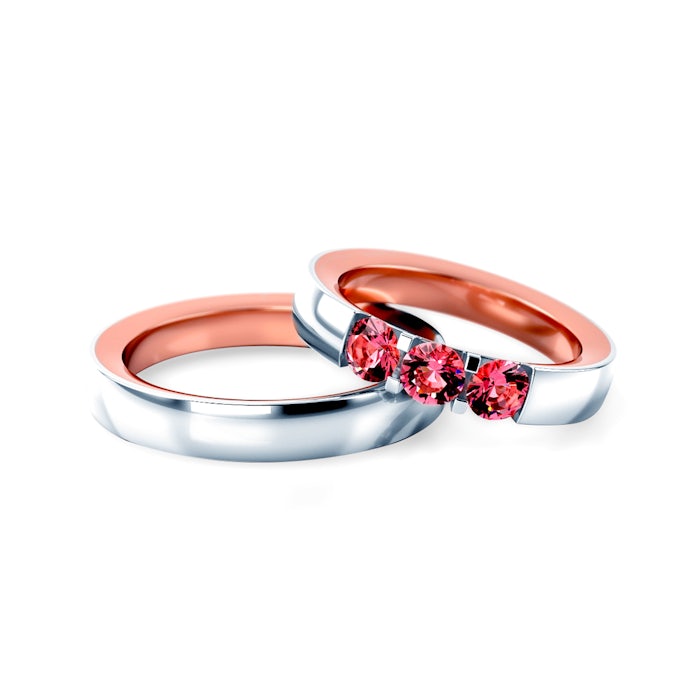 Obrączki ślubne: dwukolorowe złoto, okrągłe, 4 mm