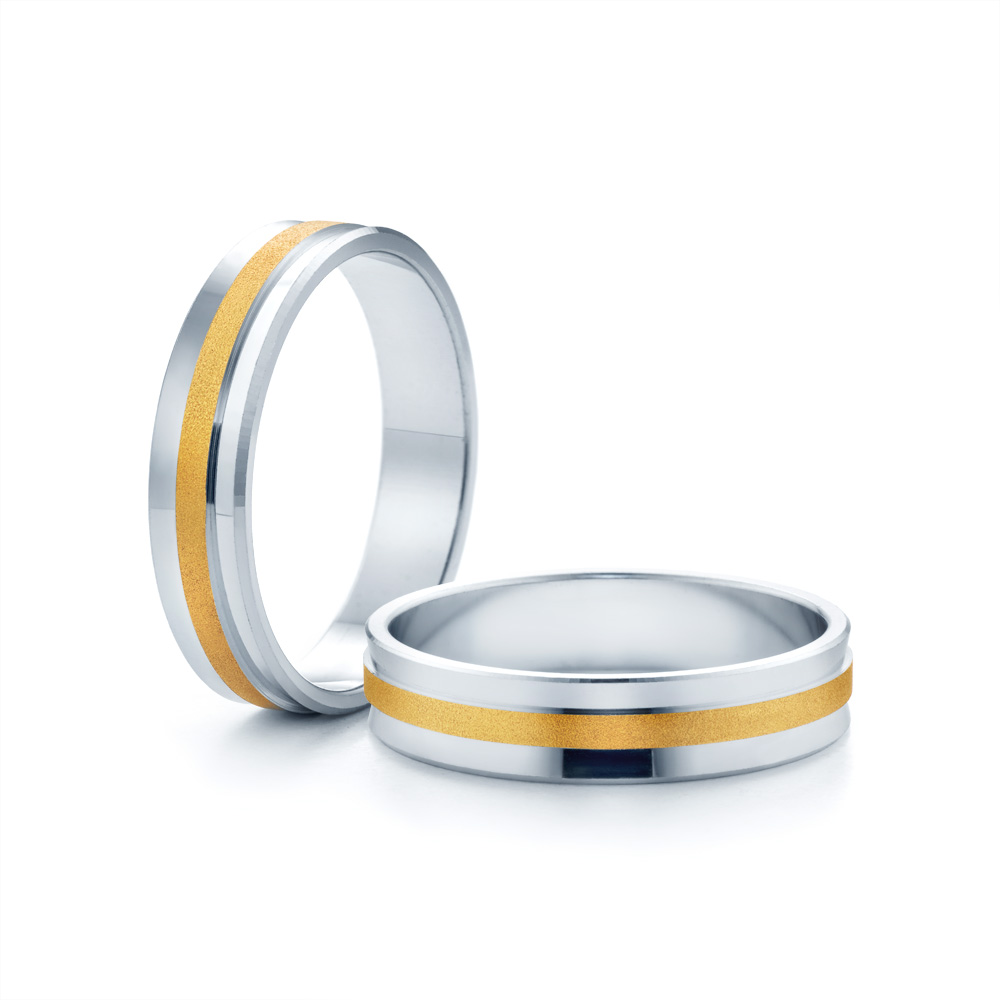 Wedding Rings: two colour gold, Concaved, 5 mm