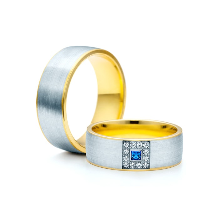 Svadobné obrúčky: dvojfarebné zlato, guľaté, 6,6 mm