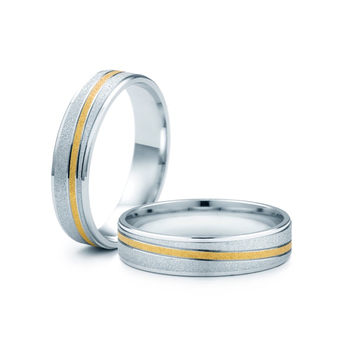 Snubní prsteny: dvoubarevné zlato, ploché, 5,2 mm