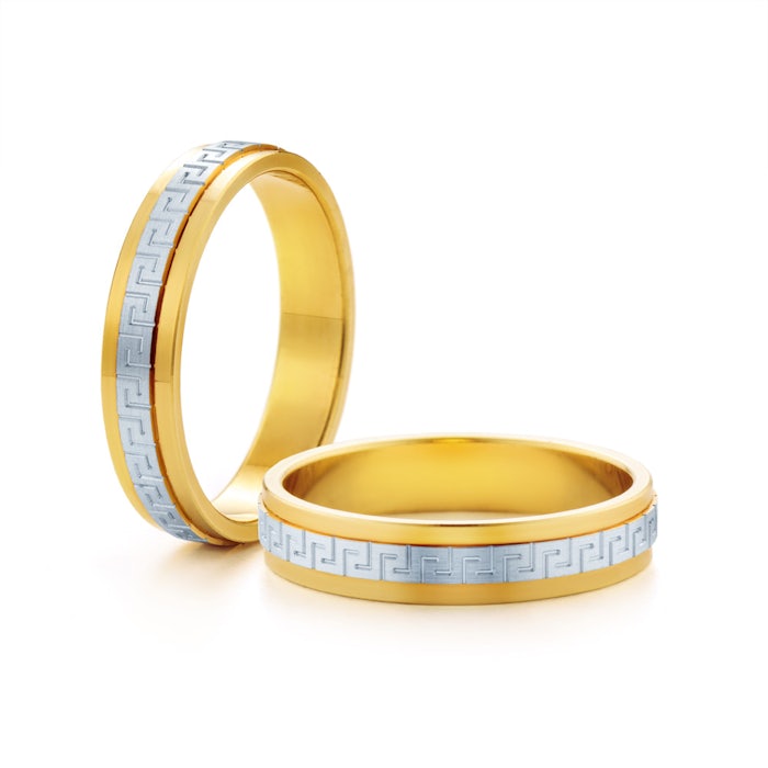 Obrączki ślubne: dwukolorowe złoto, płaskie, 4 mm