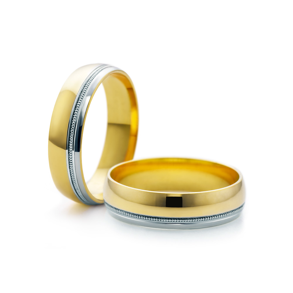 Svadobné obrúčky: dvojfarebné zlato, guľaté, 5 mm