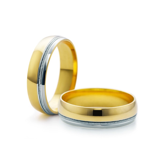 Snubní prsteny: dvoubarevné zlato, kulaté, 5 mm