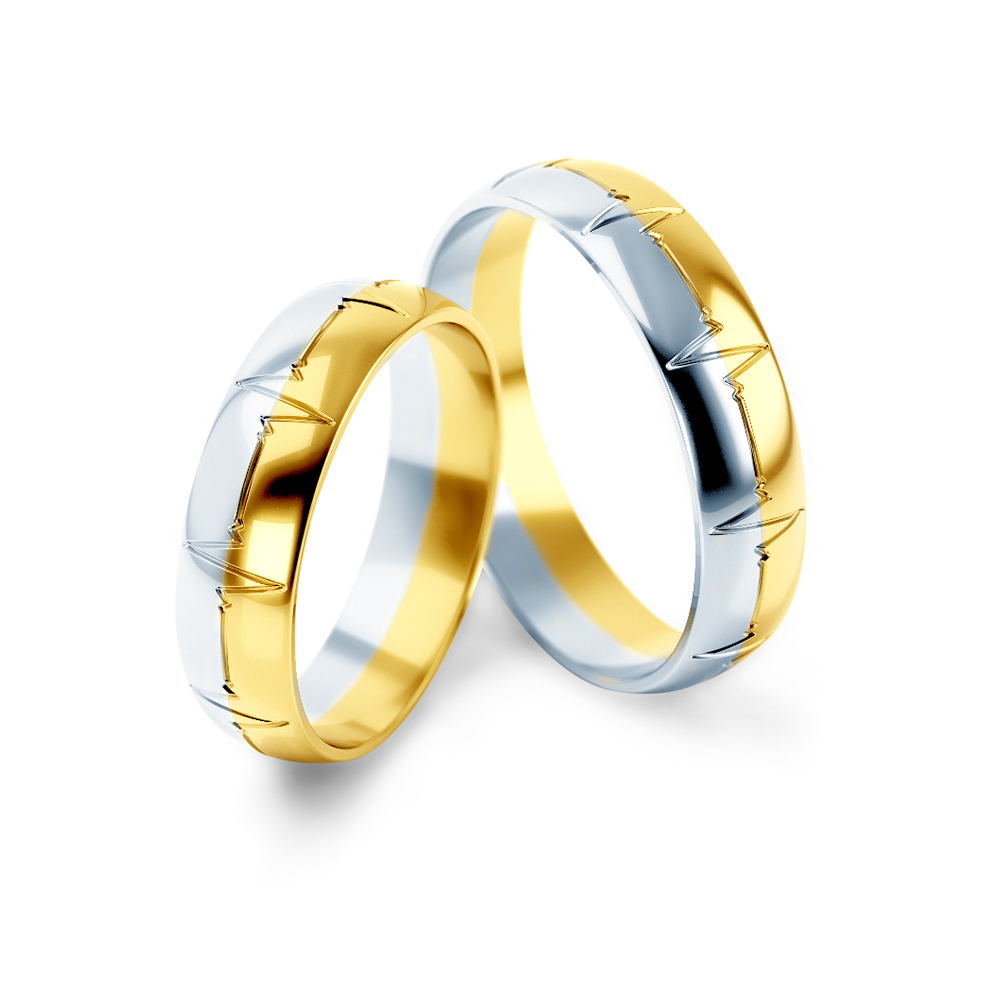 Obrączki ślubne: dwukolorowe złoto, okrągłe, 5 mm