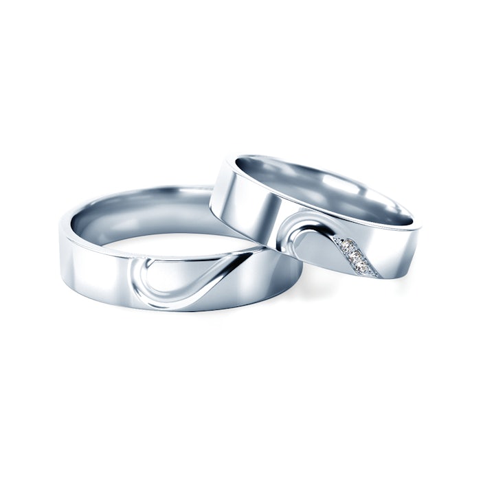 Wedding Rings: white gold, Flat Shaped, 5 mm