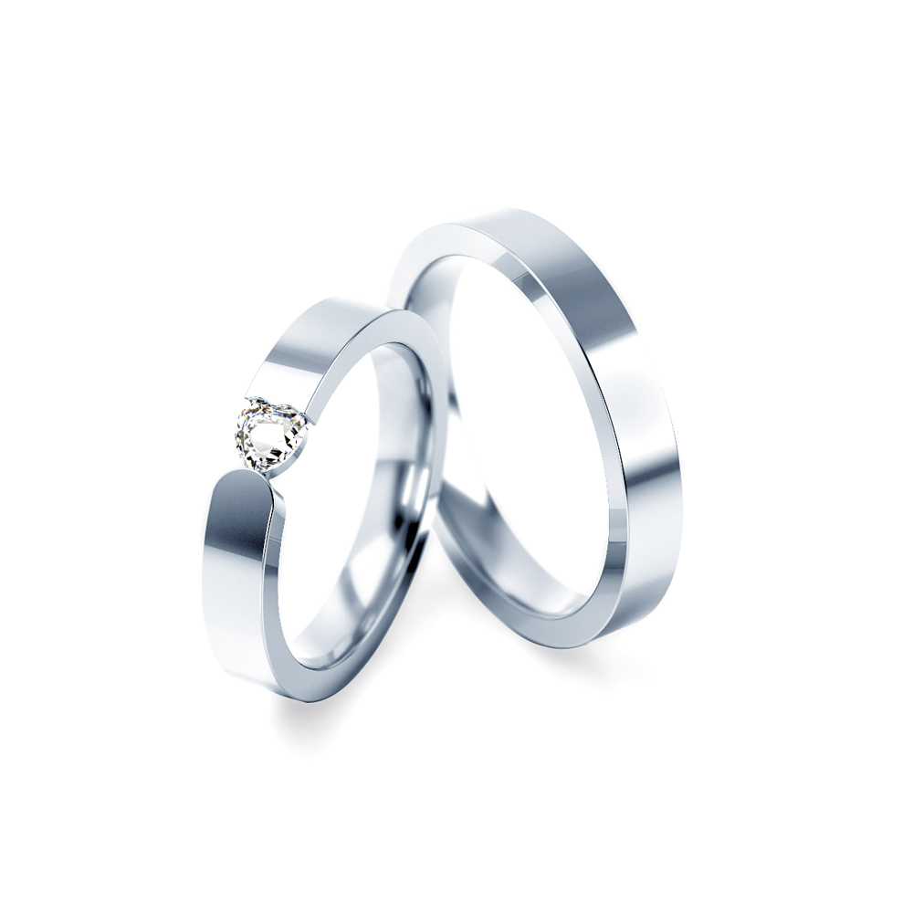 Obrączki ślubne: białe złoto, płaskie, 3 mm