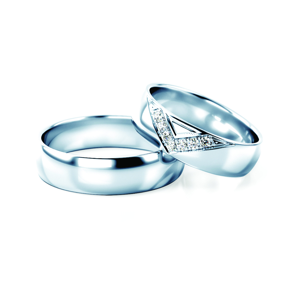 Obrączki ślubne: białe złoto, półokrągłe, 5 mm