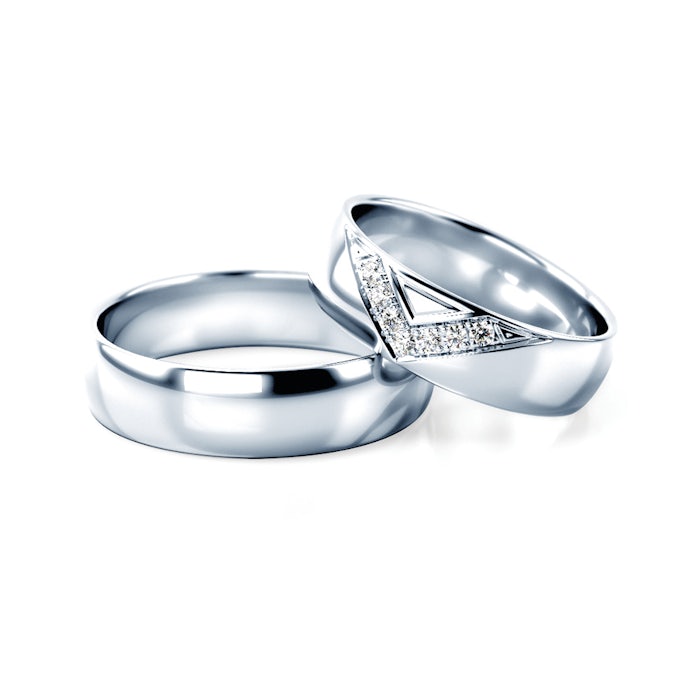 Obrączki ślubne: białe złoto, półokrągłe, 5 mm