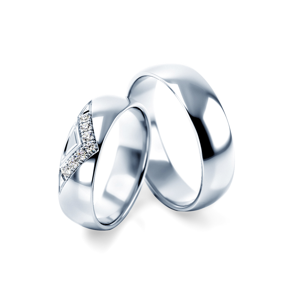 Obrączki ślubne: białe złoto, półokrągłe, 5 mm