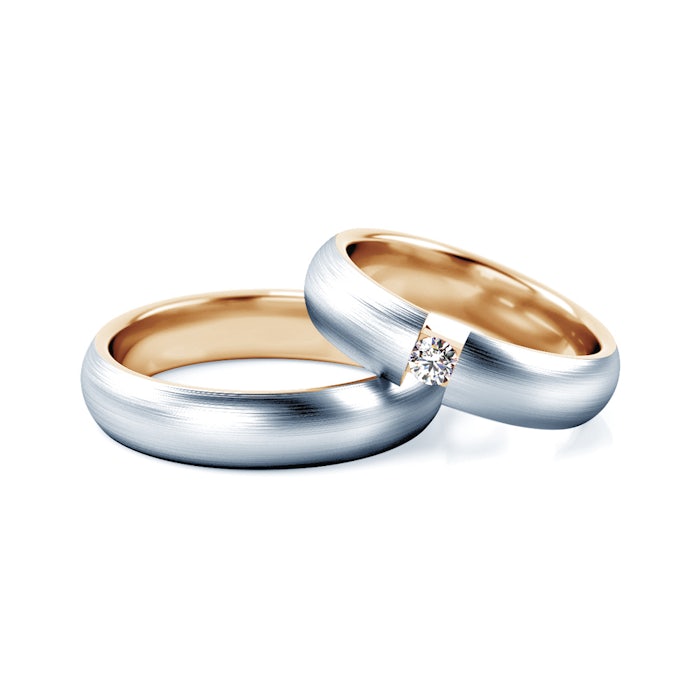 Svadobné obrúčky: dvojfarebné zlato, guľaté, 5 mm