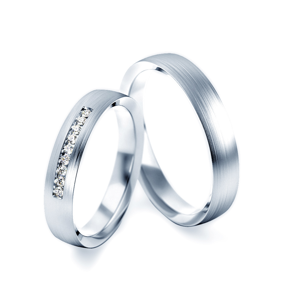 Obrączki ślubne: białe złoto, półokrągłe, 4 mm