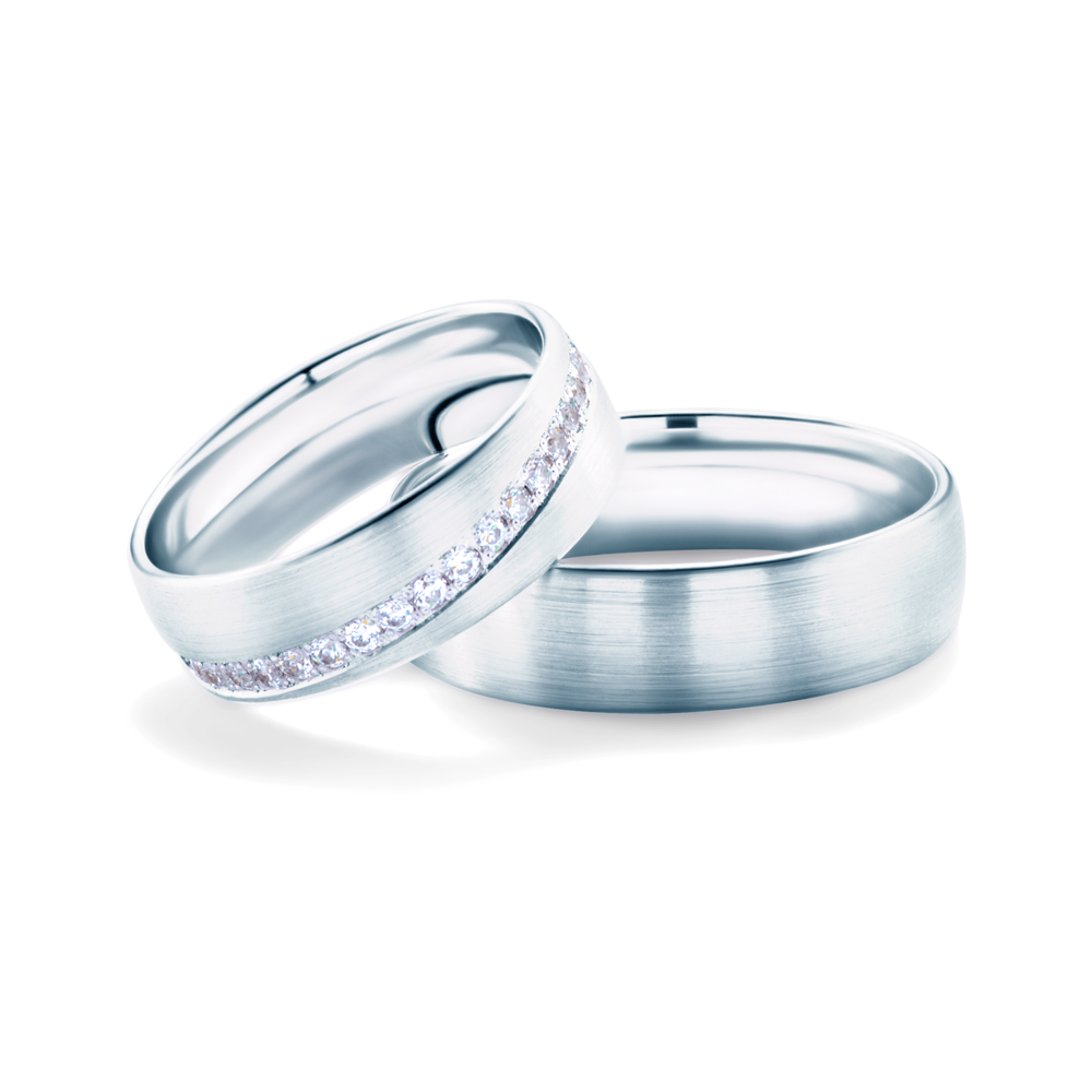 Snubní prsteny: bílé zlato, kulaté, 6 mm