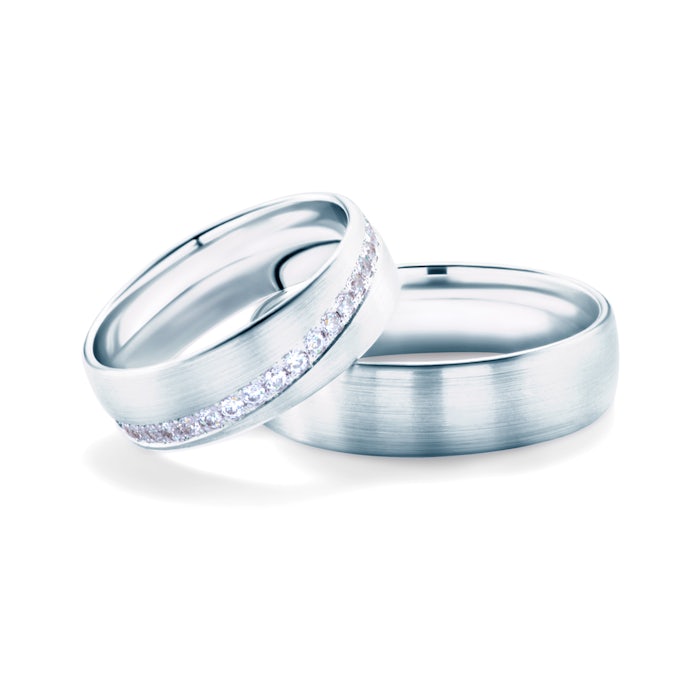 Snubní prsteny: bílé zlato, kulaté, 6 mm