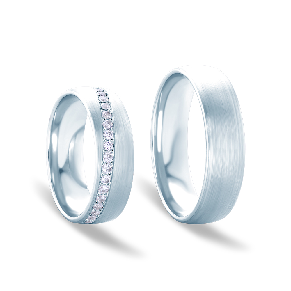 Eheringe: Weißgold, Runde, 6 mm