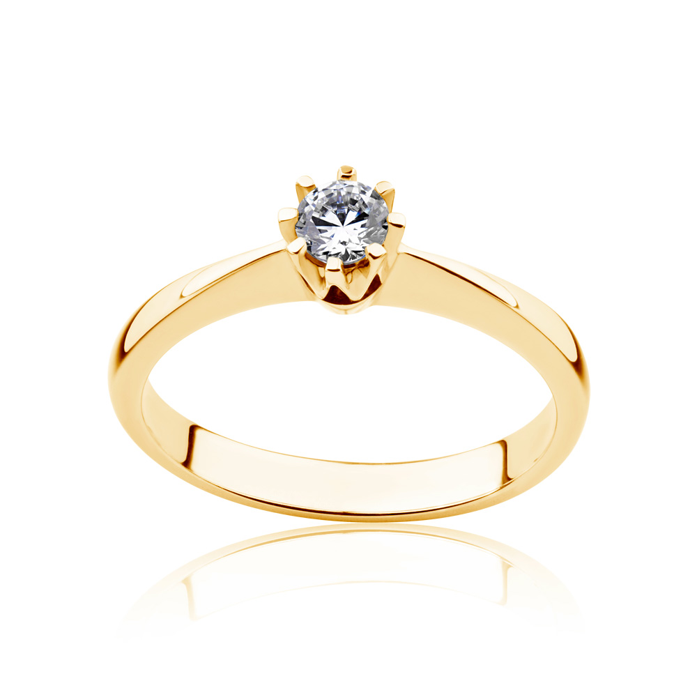 Zásnubný prsteň Triumph of Love: žlté zlato, diamant