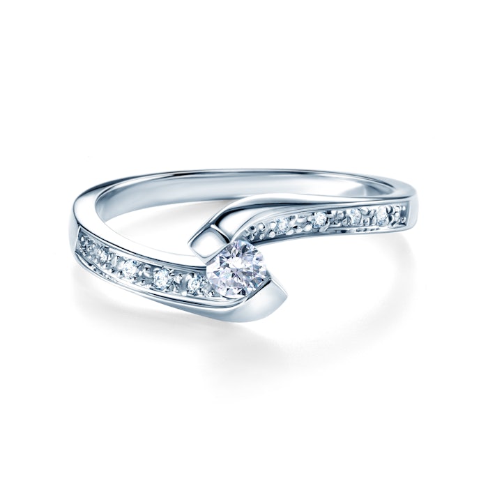 Side-Stone Engagement Ring: white gold, diamonds