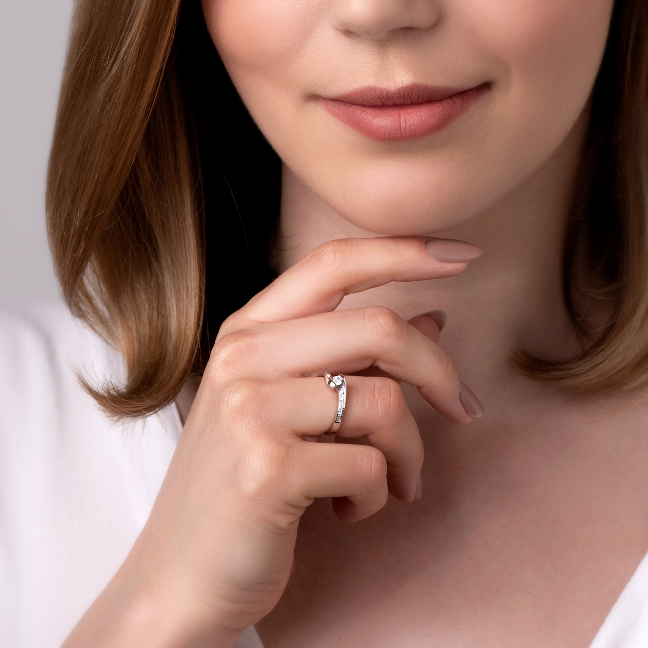 Verlobungsring Savicki: Weißgold, Diamanten