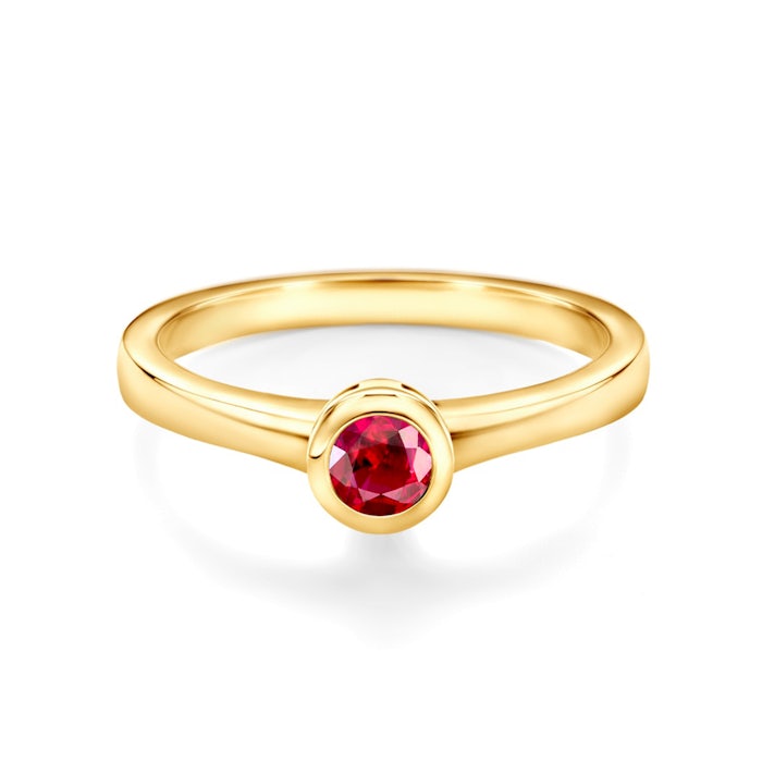 Zásnubný prsteň SAVICKI: žlté zlato, rubín
