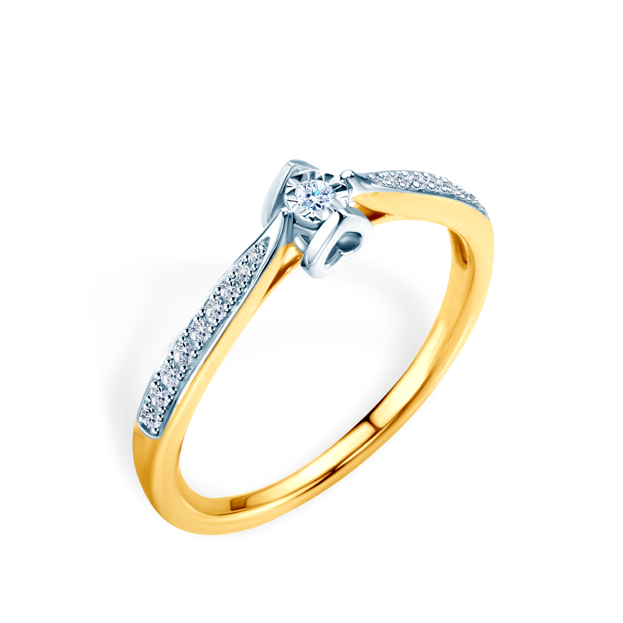 Pierścionek zaręczynowy SAVICKI: dwukolorowe złoto, diamenty