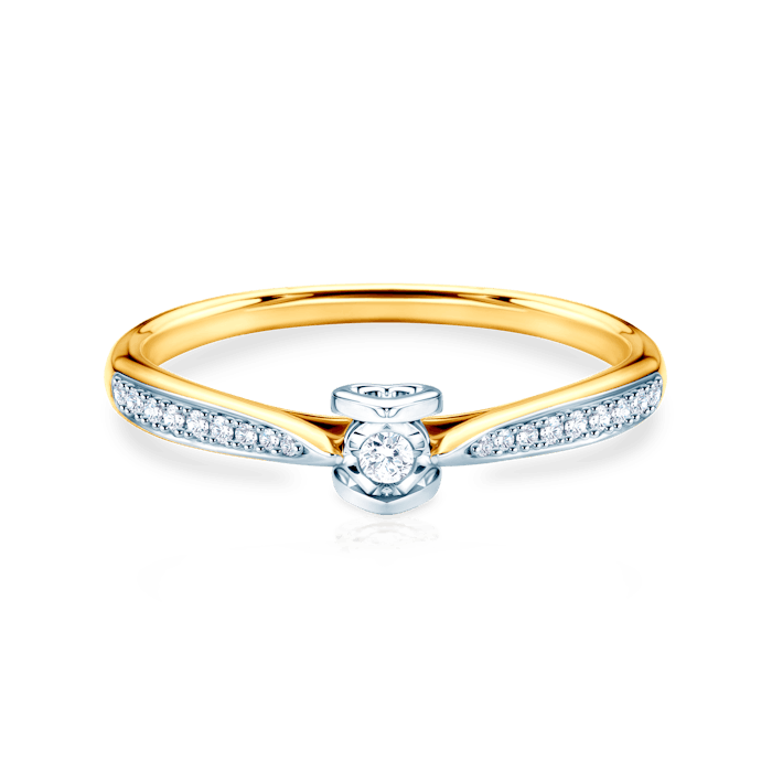 Pierścionek zaręczynowy SAVICKI: dwukolorowe złoto, diamenty