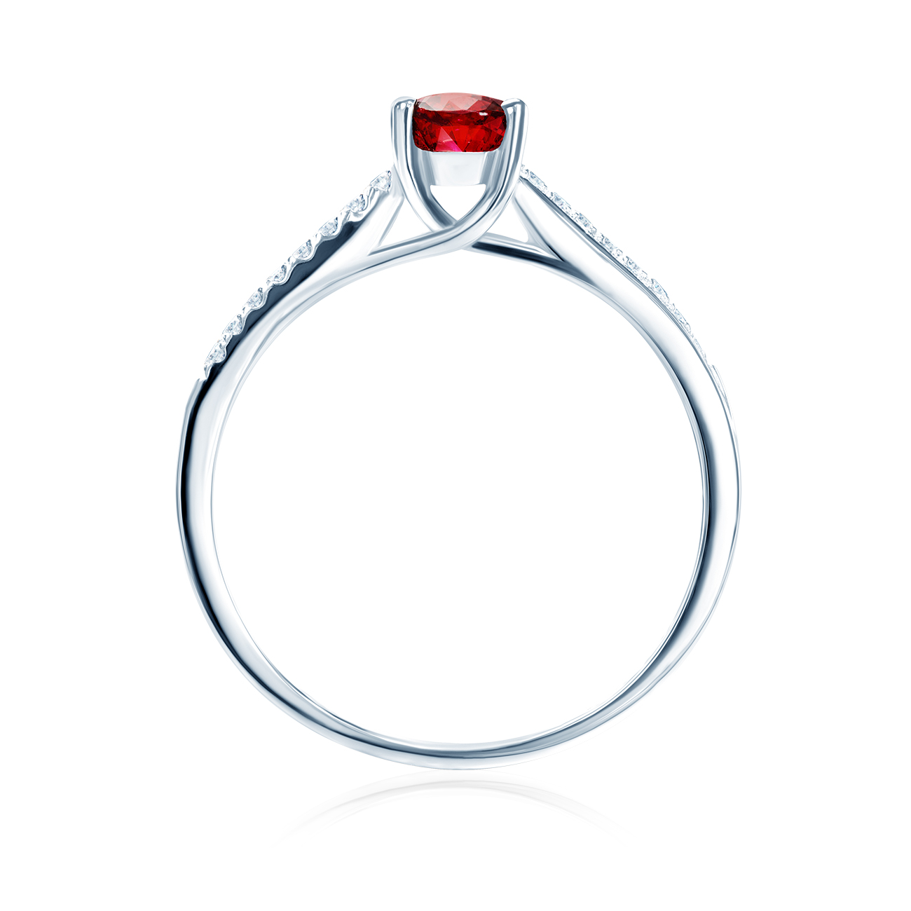 Verlobungsring Savicki: Weißgold, Rubin, Diamanten