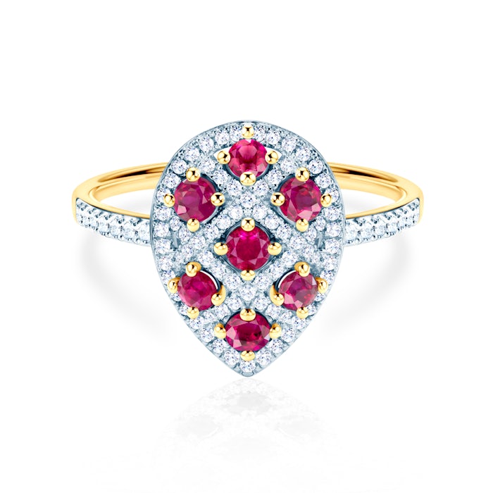 Ring: two colour gold, rubies, diamonds