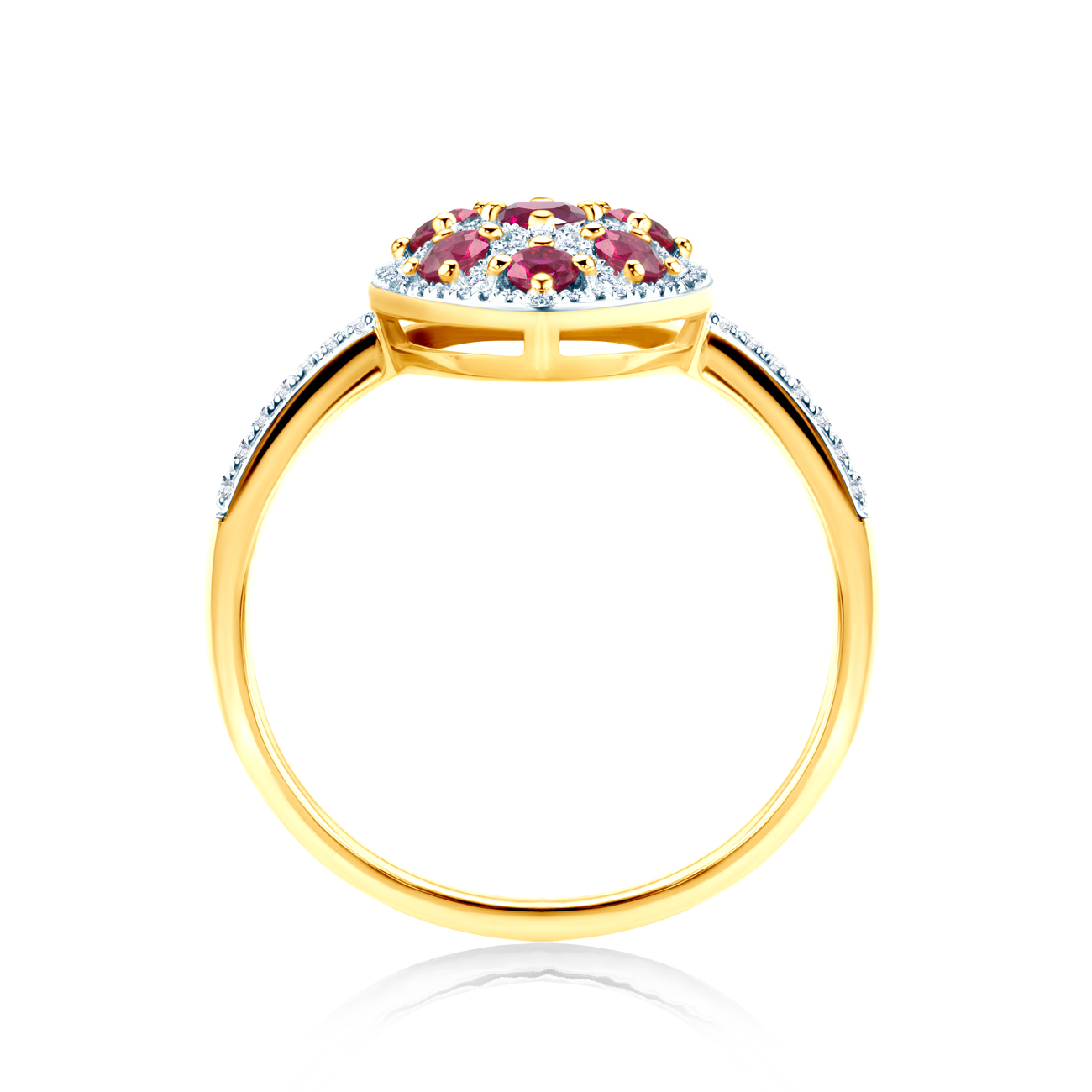 Pierścionek SAVICKI: dwukolorowe złoto, rubiny, diamenty