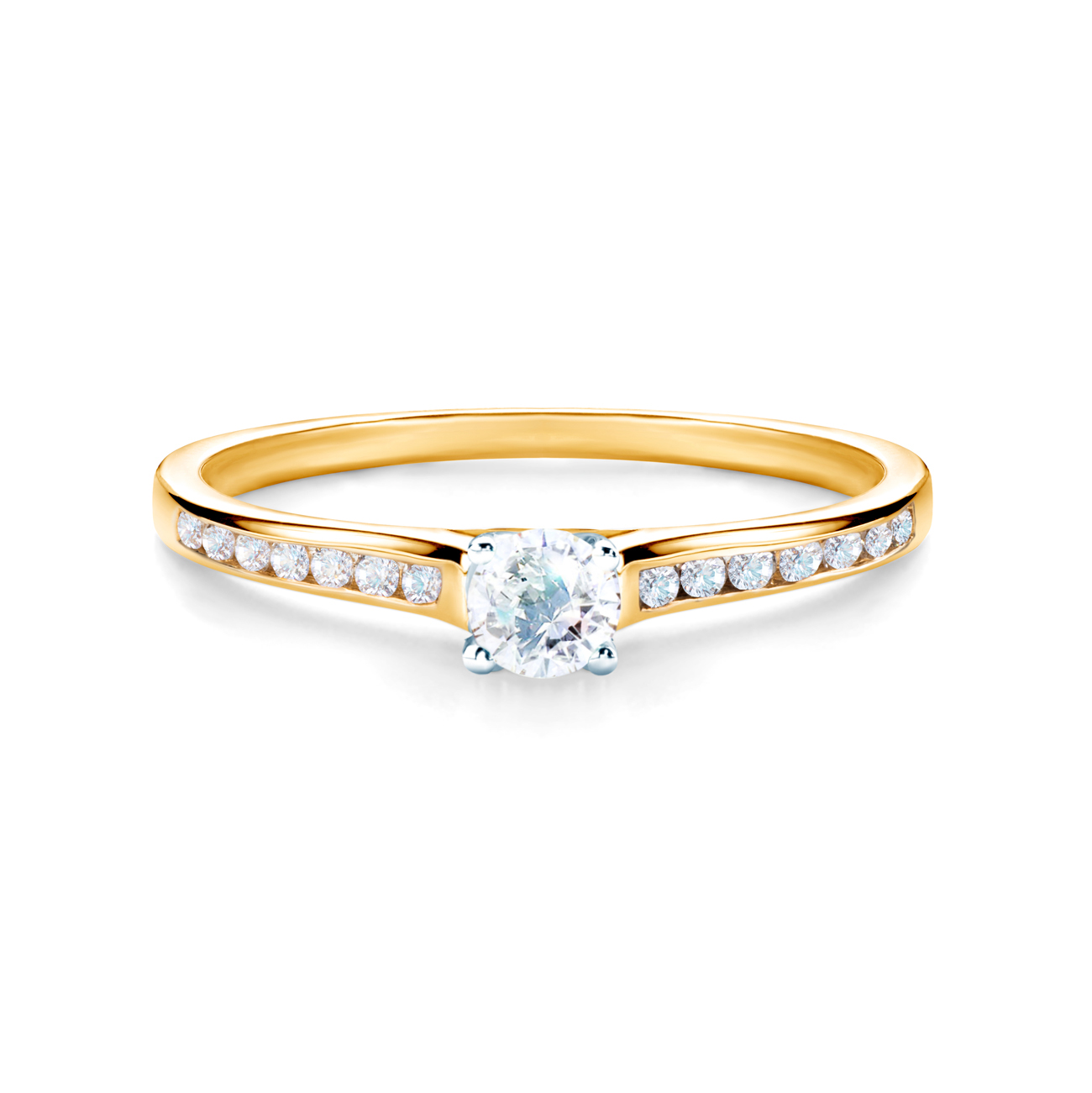 Side-Stone Engagement Ring: two colour gold, diamonds