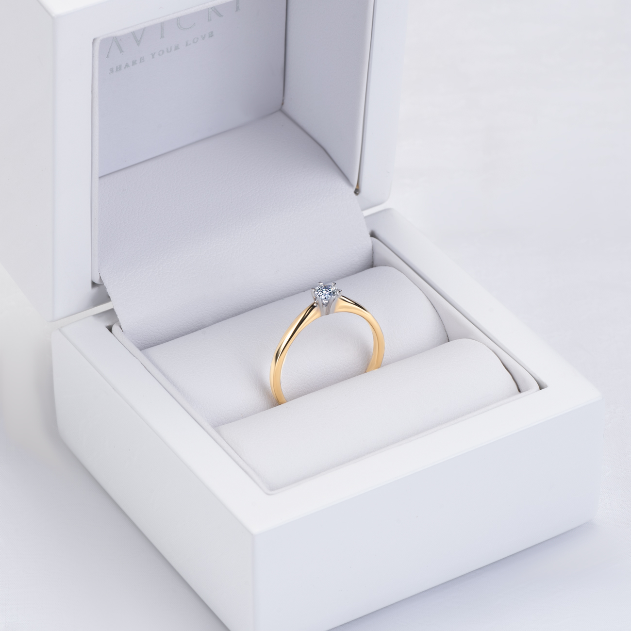 Verlobungsring Savicki: Zweifarbiges Gold, Diamant