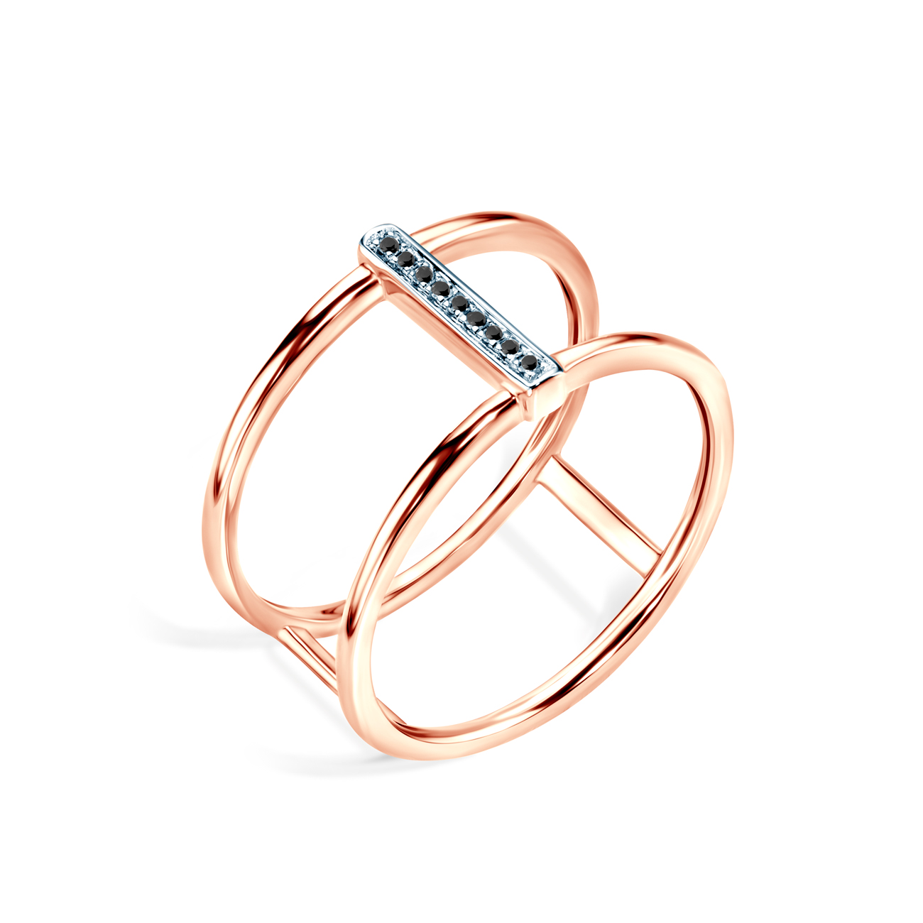 Ring Savicki: Roségold, Schwarze Diamanten