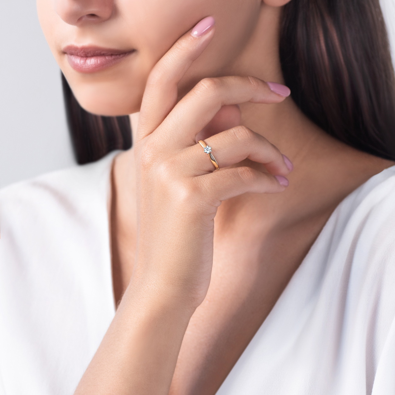 Pierścionek zaręczynowy SAVICKI: dwukolorowe złoto, diament