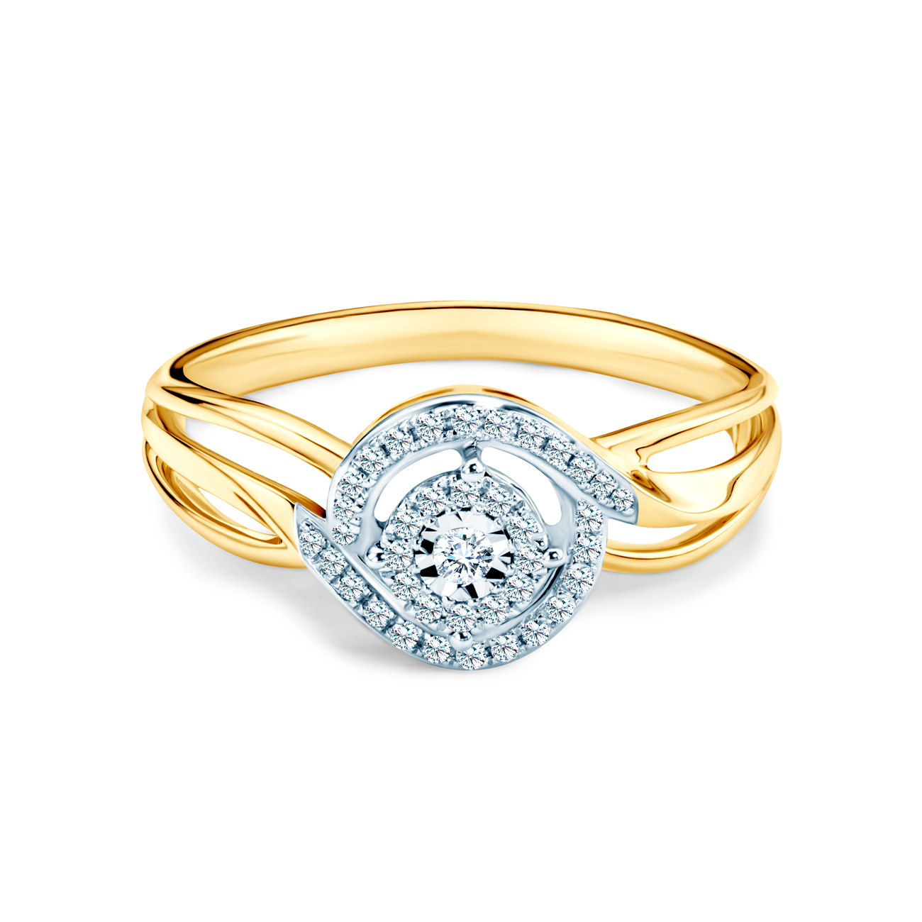 Zásnubný prsteň SAVICKI: dvojfarebné zlato, diamanty