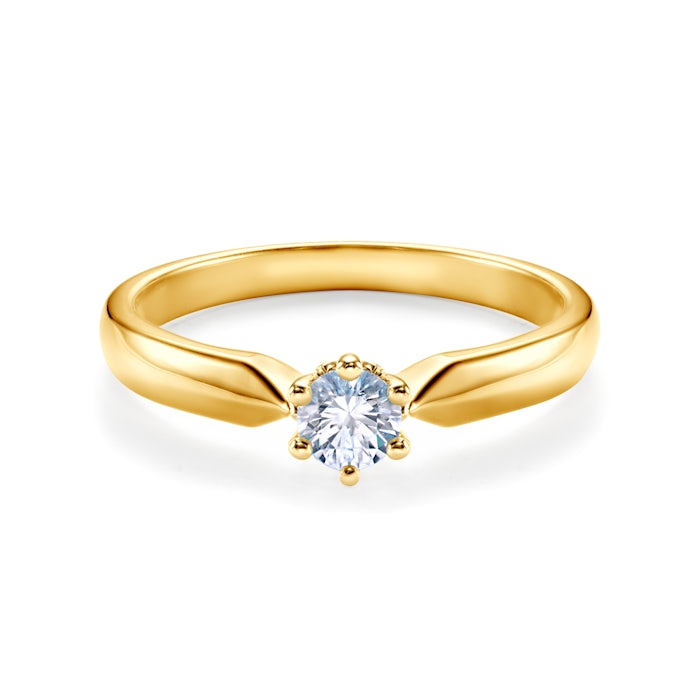 Zásnubní prsten SAVICKI: žluté zlato, bílý safír