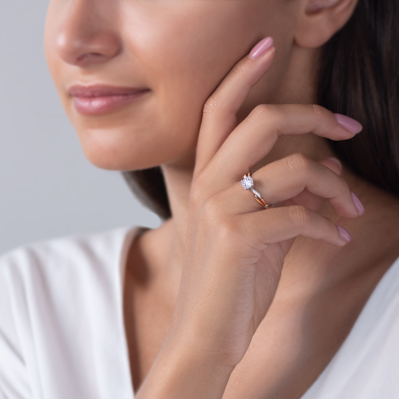 Verlobungsring Savicki: Zweifarbiges Gold, Diamanten