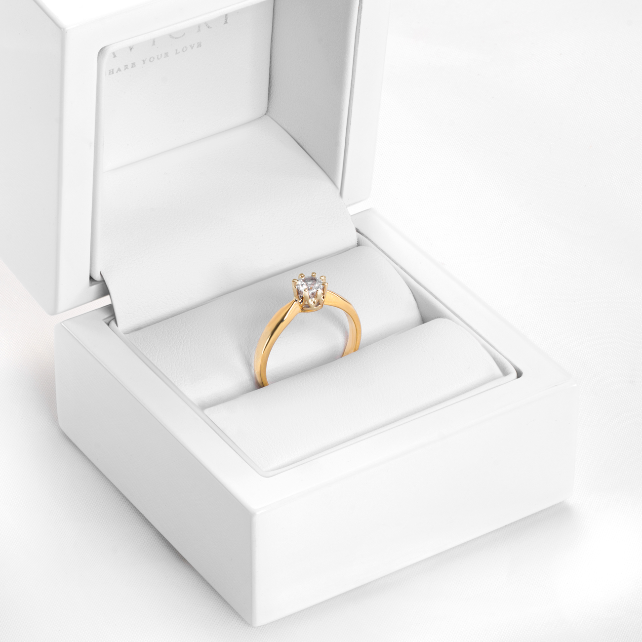 Pierścionek zaręczynowy SAVICKI: złoty, biały szafir - 6